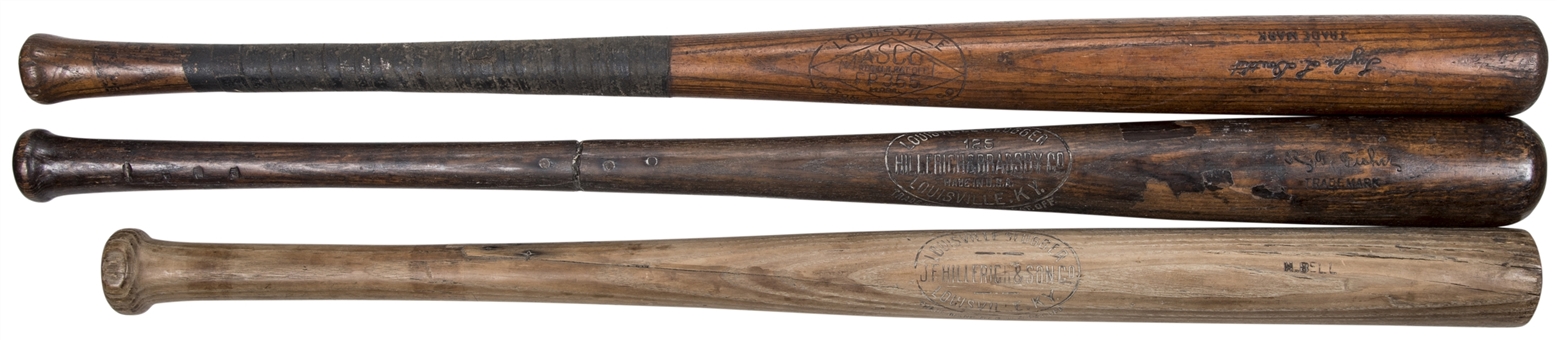 Lot of (3) Game Used Bats: Douthit, Fisher & Bell (PSA/DNA)
